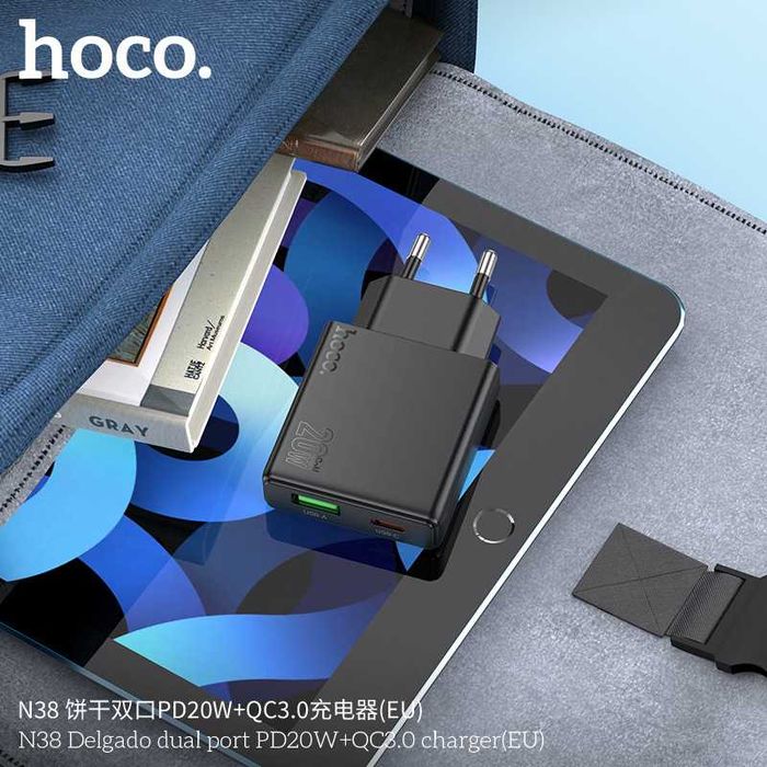 Hoco N38 Dual Port PD20W+QC3.0 GaN³ Ультра Тонкий для iPad/ iPhone 16
