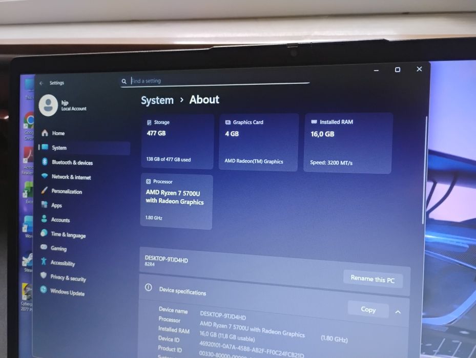 Laptop Lenovo - Ryzen 7 - 5000serie - RX Vega 8
