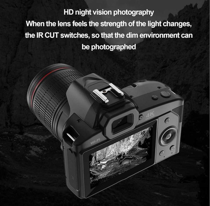 Ретро цифров фотоапарат 4K 64MP Wifi IR SLR предна и задна камера 32G