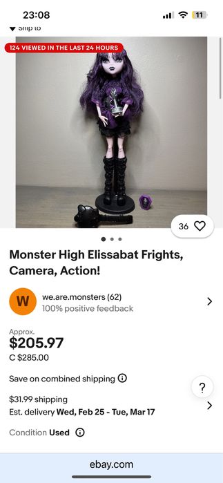 Кукла Monster High Elissabat