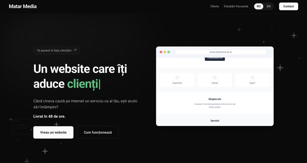 Website profesional pentru afacerea ta | Gata în 48h