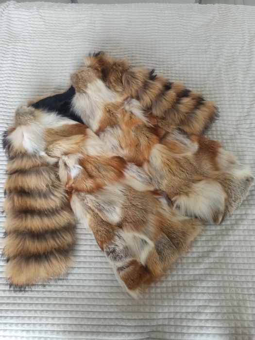 Палто естествен косъм - червена лисица S