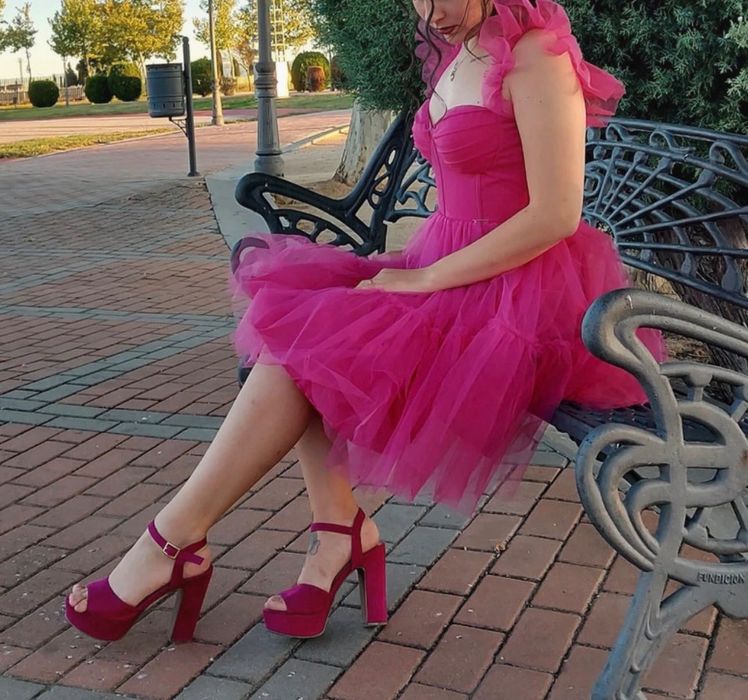 Rochie ocazie tull roz