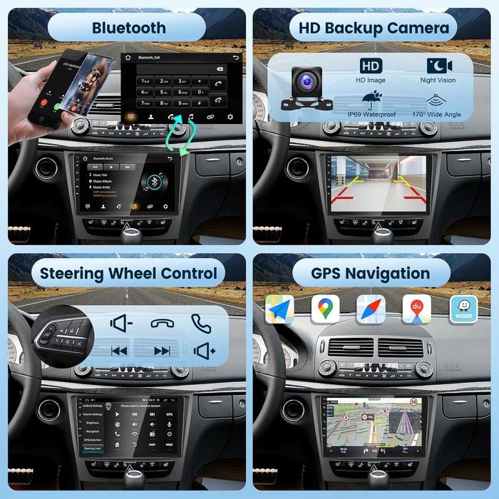 Мултимедия Mercedes E Class Двоен дин W211 E220 E270 Android Навигация