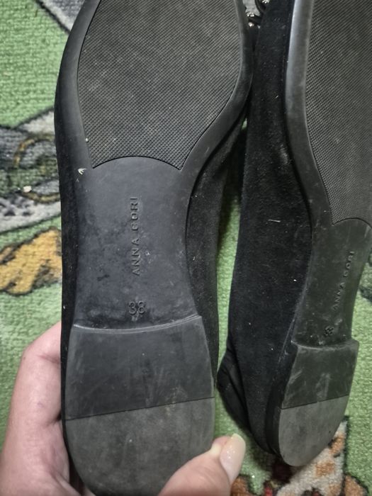 Balerini piele întoarsă, negri