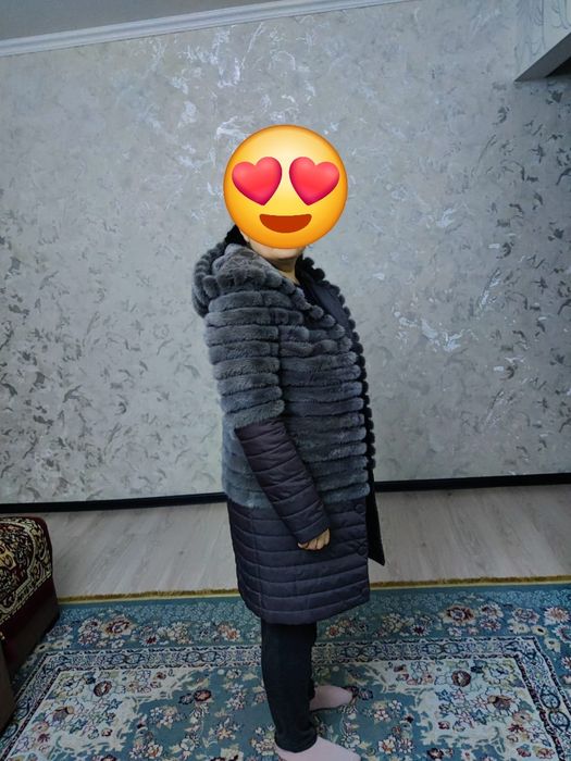 Зимняя шуба,  в сером цвете,  трансформер