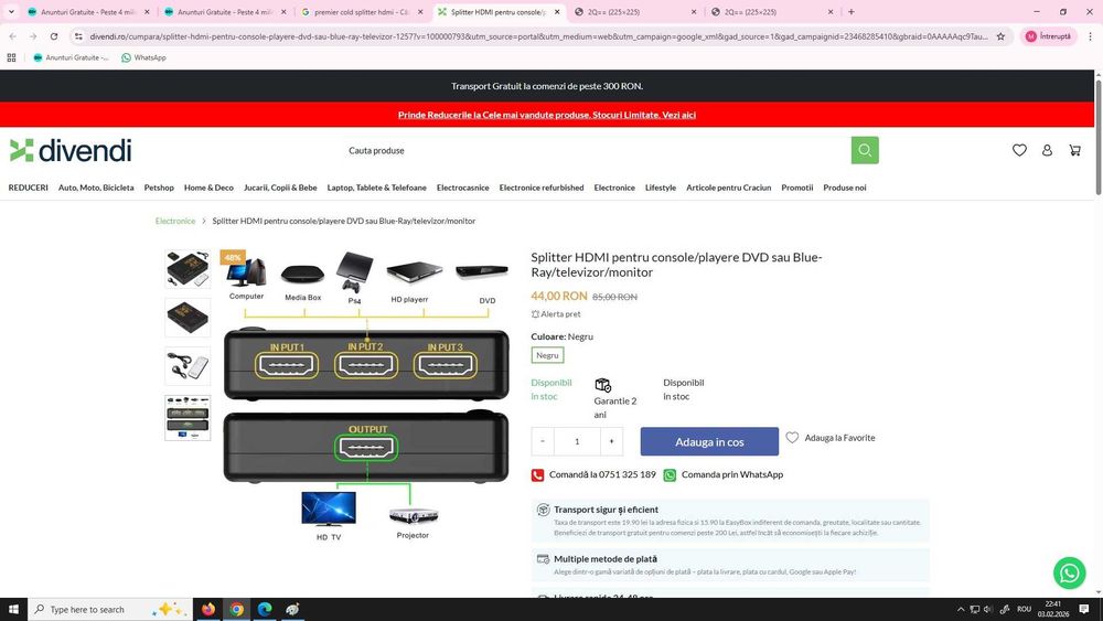 Splitter / Switch HDMI  - Nou / Garantie