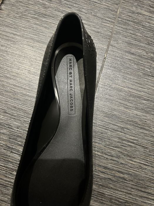 MARC by MARC JACOBS black rubber mouse toe ballet flat sz EUR 38