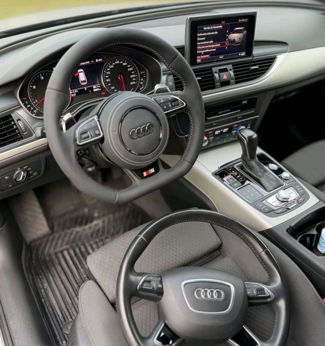 Кожен споретен волан за Ауди А1 А3 А6 А7 А8 Audi A1 A3 A6 A7 A8 тип рязан тунинг волан с пера от перфорирана кожа тип S-line RS-line