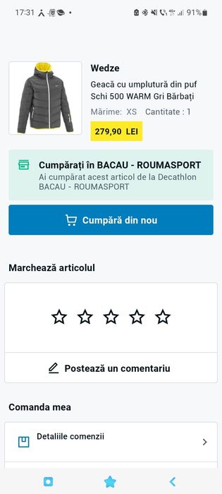 Vând geaca schi umplutura din puf