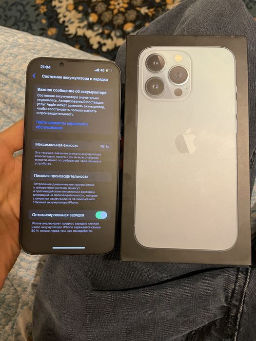 Apple 13 pro 128 gb batarey %76