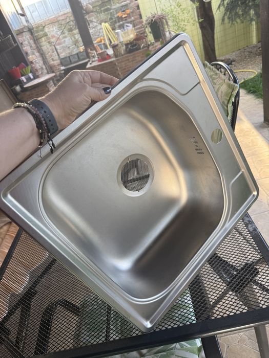 Chiuveta inox pentru blat, anticalcar cu preaplin 48x48 cm