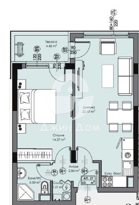 Продава се Двустаен апартамент в Бургас, Славейков - 63 кв.м за 729 €/кв.м - Снимка #1