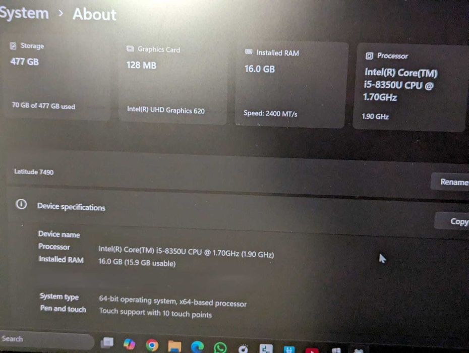 Laptop Dell Latitude 7490, i5-8350U,16GB DDR4,512GB SSD M2,touchscreen