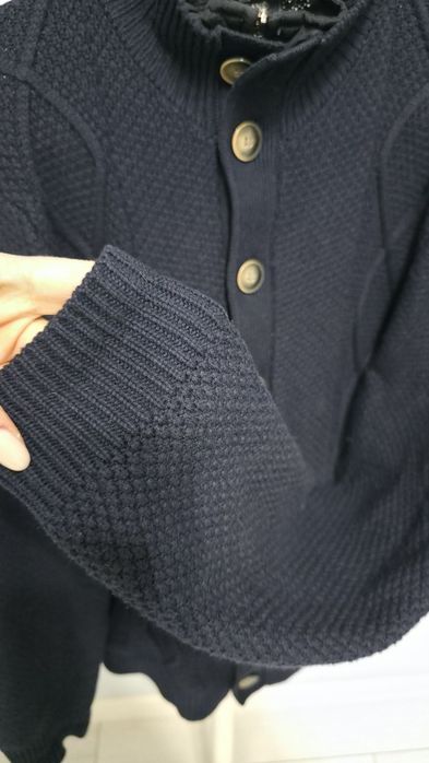 Cardigan/jacheta tricotata barbati, 50% lana, bleumarin Park Lane, M