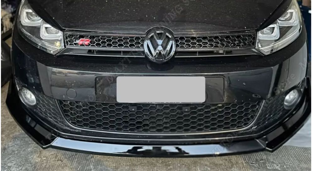 Lip prelungire bara fata compatibil cu VW Golf 6 2008-2013 echipat cu bara standard negru lucios