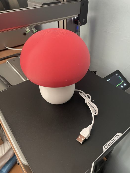 3D принтирана нощна лампа гъбка