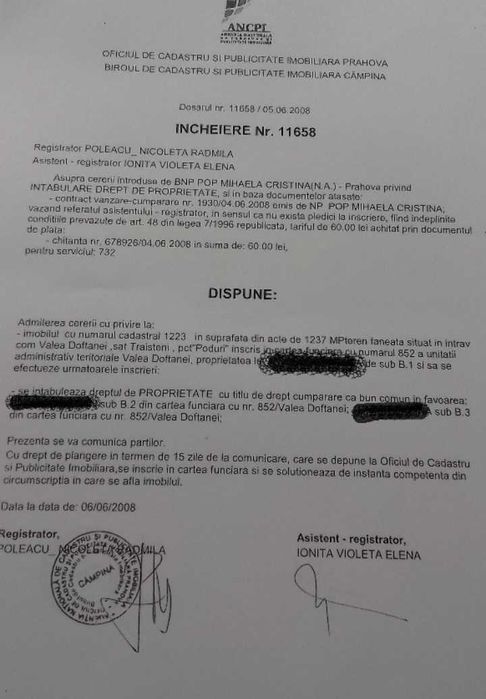 Teren 1237 mp Zona Poduri Trăisteni Prahova