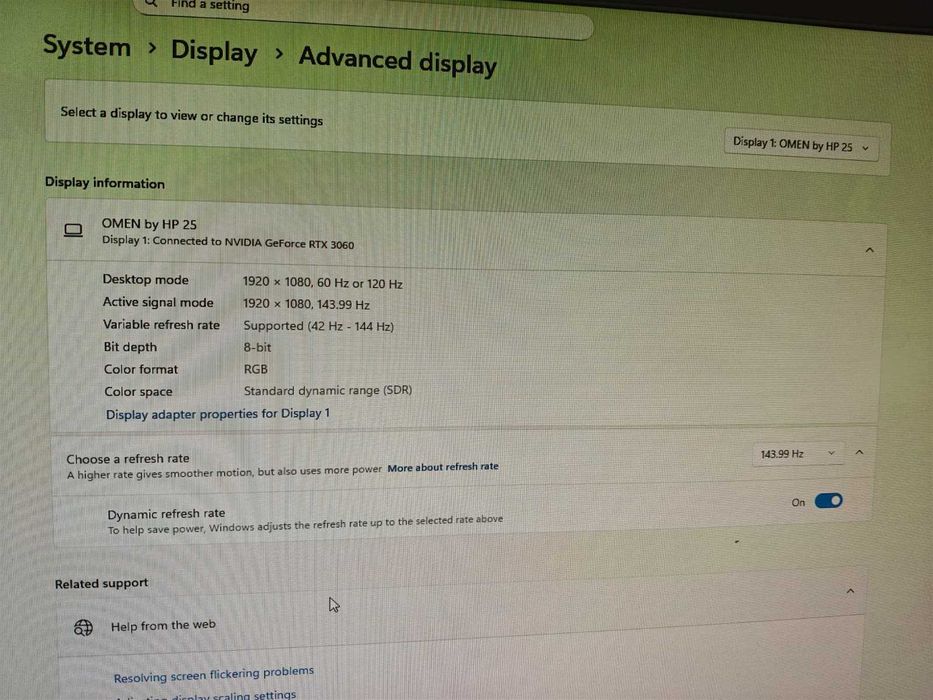 Monitor Gaming HP OMEN by HP 25” – 144Hz / 1ms / FreeSync