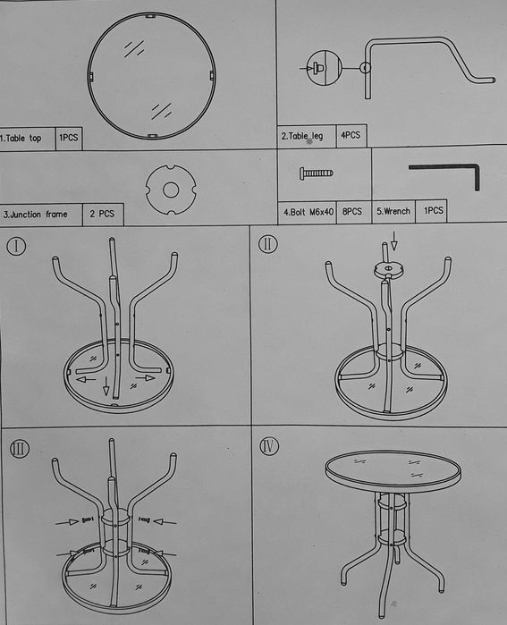 MASA rotunda din metal cu blat de sticla securizată NOUA - 150 Lei