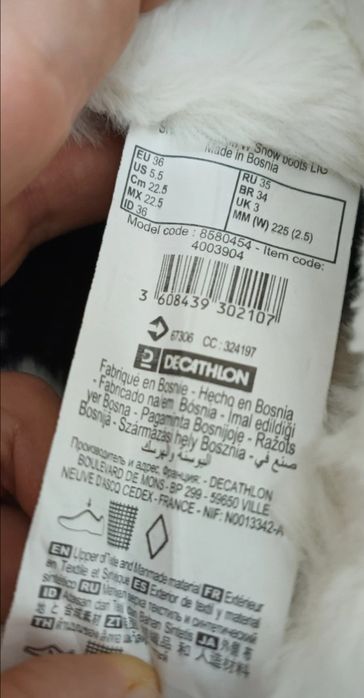 Cizme quechua ,  impermeabile și îmblănite , Nr 36, branț  22,5cm