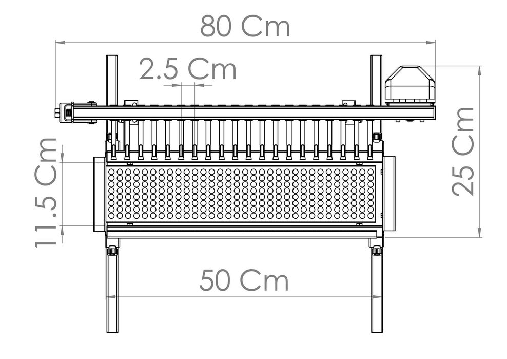 Grill inox pe carbuni pentru frigarui-Tecnoroast Italia
