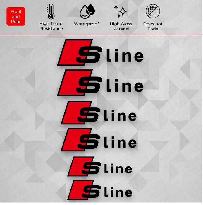 6 бр стикери Audi S line черни лепенки за спирачни апарати и декорация