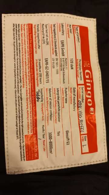 Сбруя за парапланер Gin Gingo 3, размер L