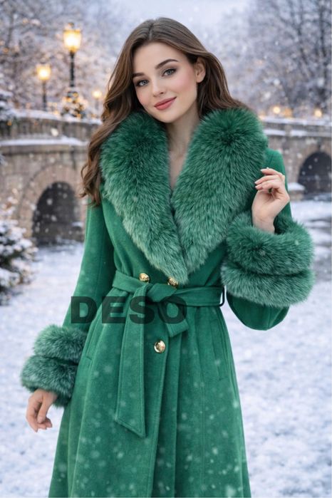 Кашмирено палто с ествствена лисица