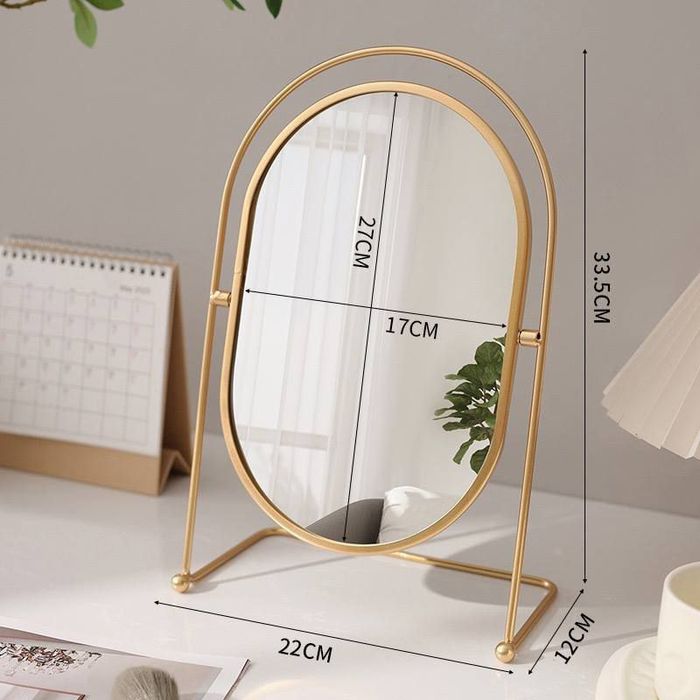 Золотое зеркало для  макияжа на  подставке косметический органайзер