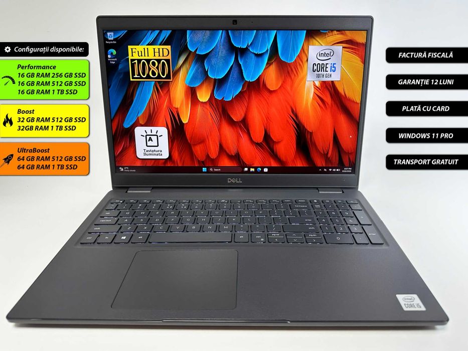 Laptop Dell Latitude 3510 Intel i5 10th 8 gb ram 128 gb ssd Ecran 15.6 inch Full HD Gama business ultrabook portabil Win 11 Factura si Garantie 1 an