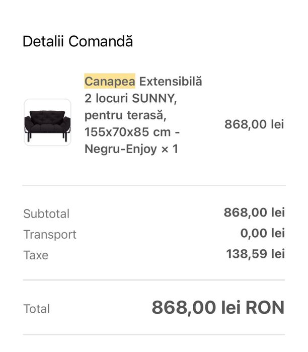 Vand canapea terasa/balcon