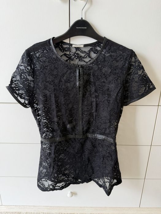 Intimissimi – черен дантелен топ с еко кожа