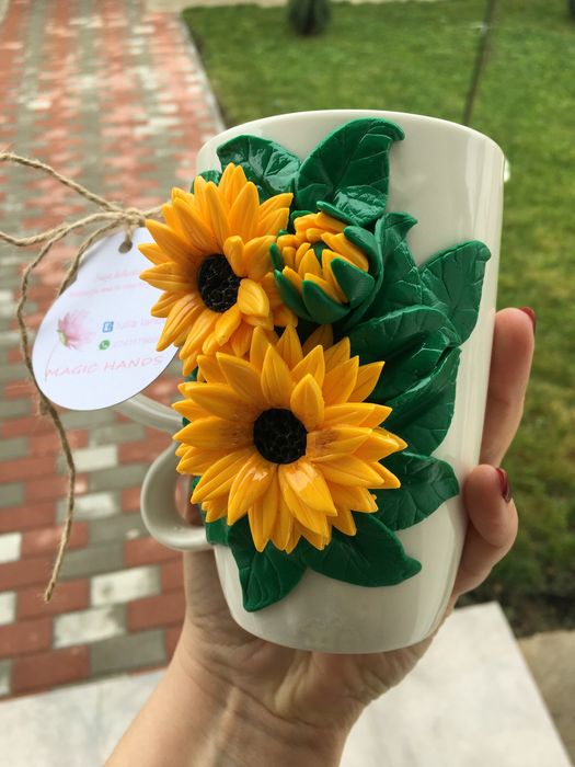 Cana personalizata cu floarea soarelui