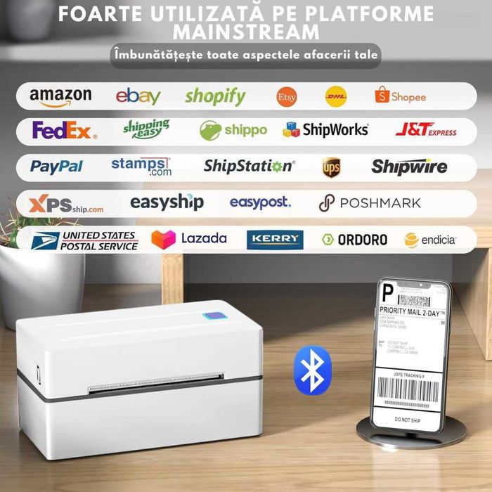 Imprimanta termica pentru etichete/AWB-uri, Conectare Wi-fi, Bluetooth