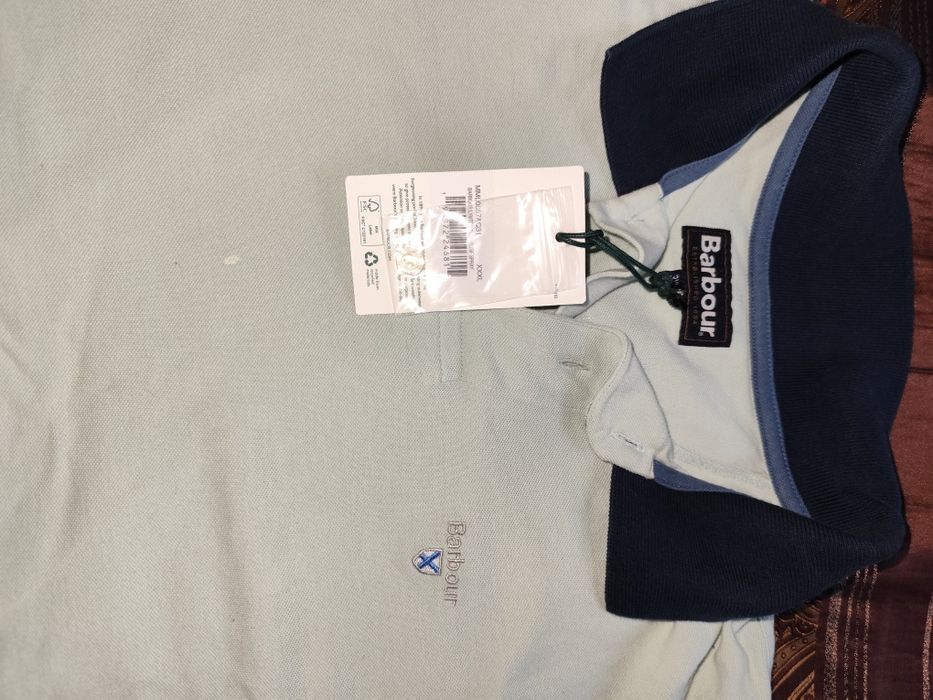 Barbour - оригинална тениска с яка, къс ръкав