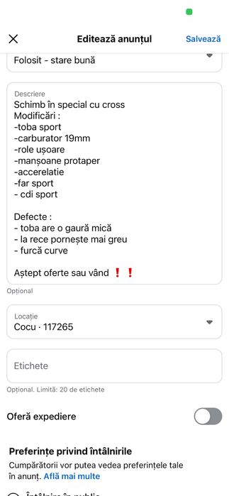 Vand scuter yamaha booster 50cc