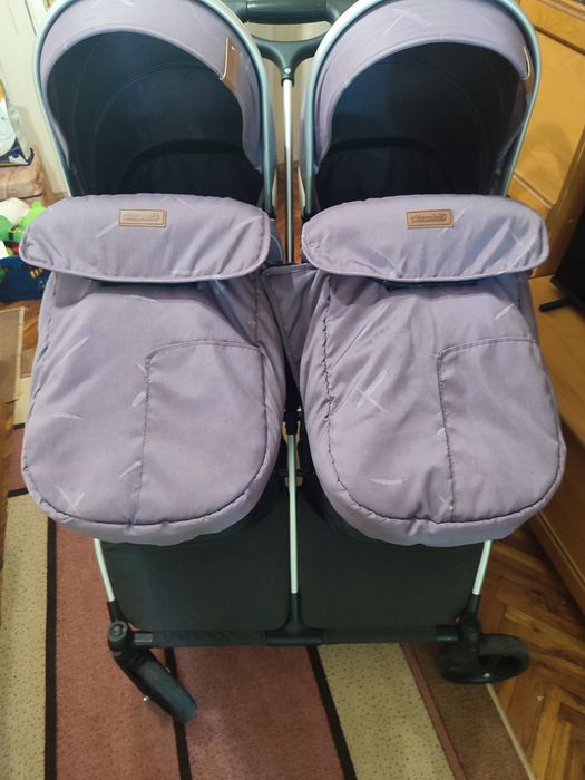 Комбинирана количка за близнаци  Chipolino duo smart lilac + кошници за кола + подаръци