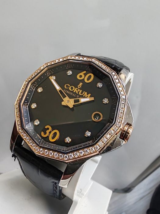Ceas Corum Admiral Cup Aur-Otel Diamante Automatic 37 mm-Funcționează Impecabil!
