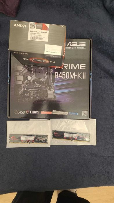 Kit AMD Ryzen 5 5600g up 4.4 GHz + asus b450 +16 gb ram