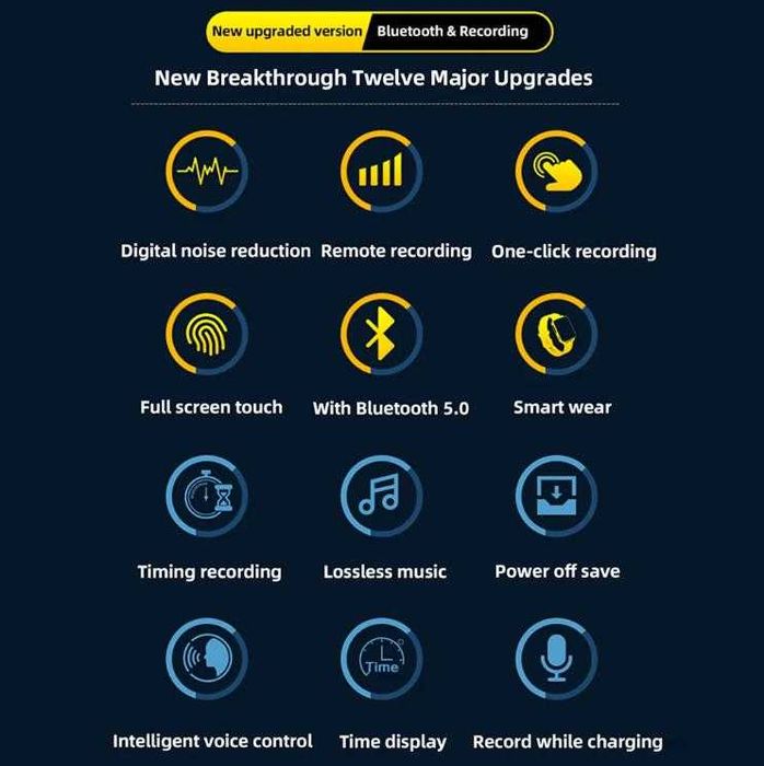 Смарт Часовник 8Ядра TouchScreen Диктофон Глас Активaция АудиоРекордер
