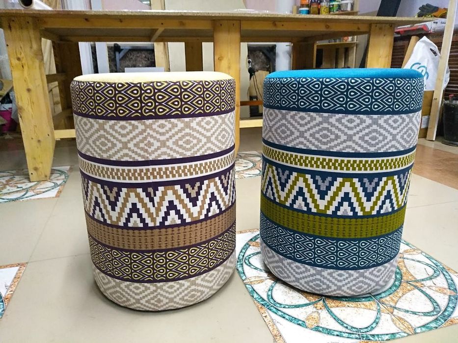 Пуфики однотонные, комбинированные