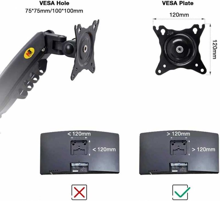 Кронштейн крепление для монитора North Bayou F160 Black 17"-27" 2-9кг