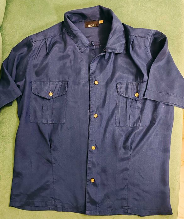 Cămașă bleumarin satinat Navy, model utility - MORE - Mărimea 42