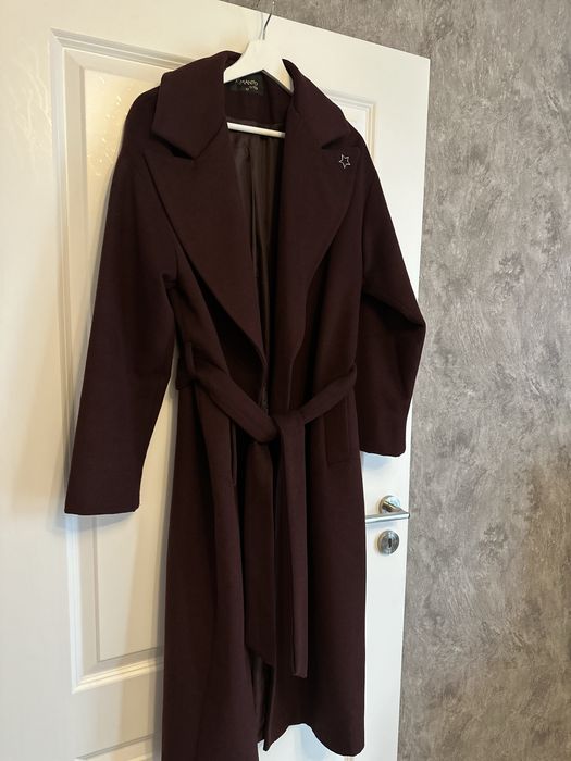 Palton wool vișiniu