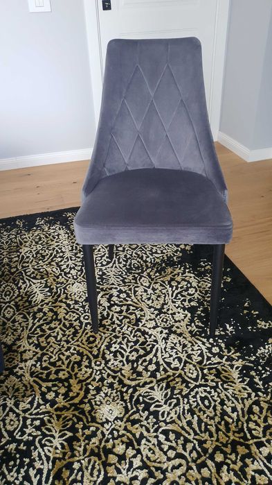 Scaun catifea si metal gri NOU