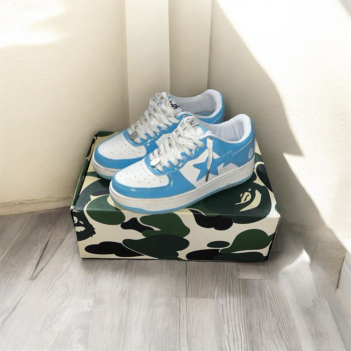 A Bathing Ape Bape Sta Patent Leather Blue White