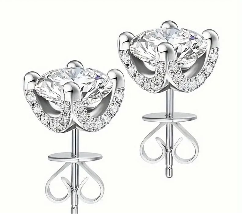 S925 Сребро / Сребърни обеци с камък Мойсанит 1ct ( карат ) - Диамант