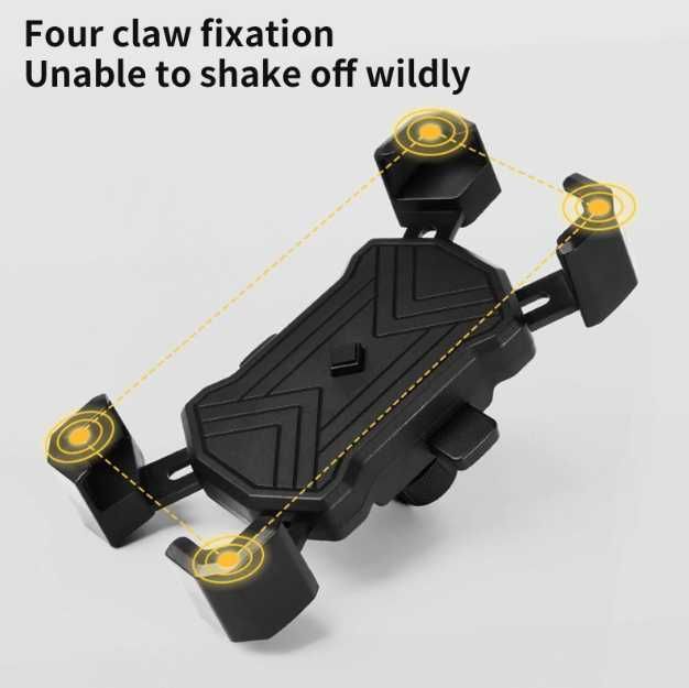 Suport telefon pentru bicicleta prindere pe ghidon rotire 360° negru, 4.5 - 7 inch