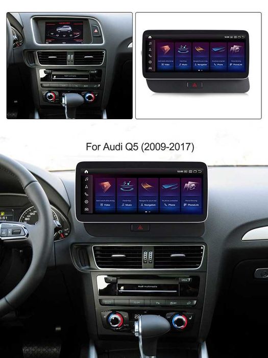 Navigatie Android 14 Audi Q5 2009-2017 Carplay Waze YouTube + CAMERA